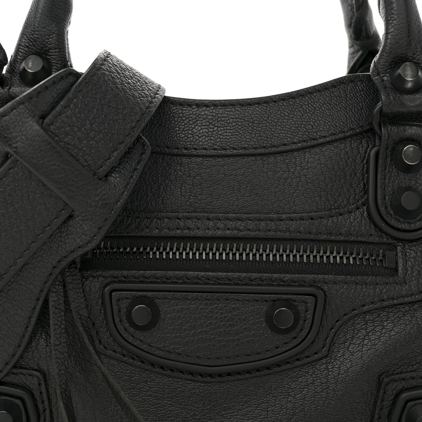 Shiny Goatskin Matte Black Metallic Edge Hardware Mini City Black