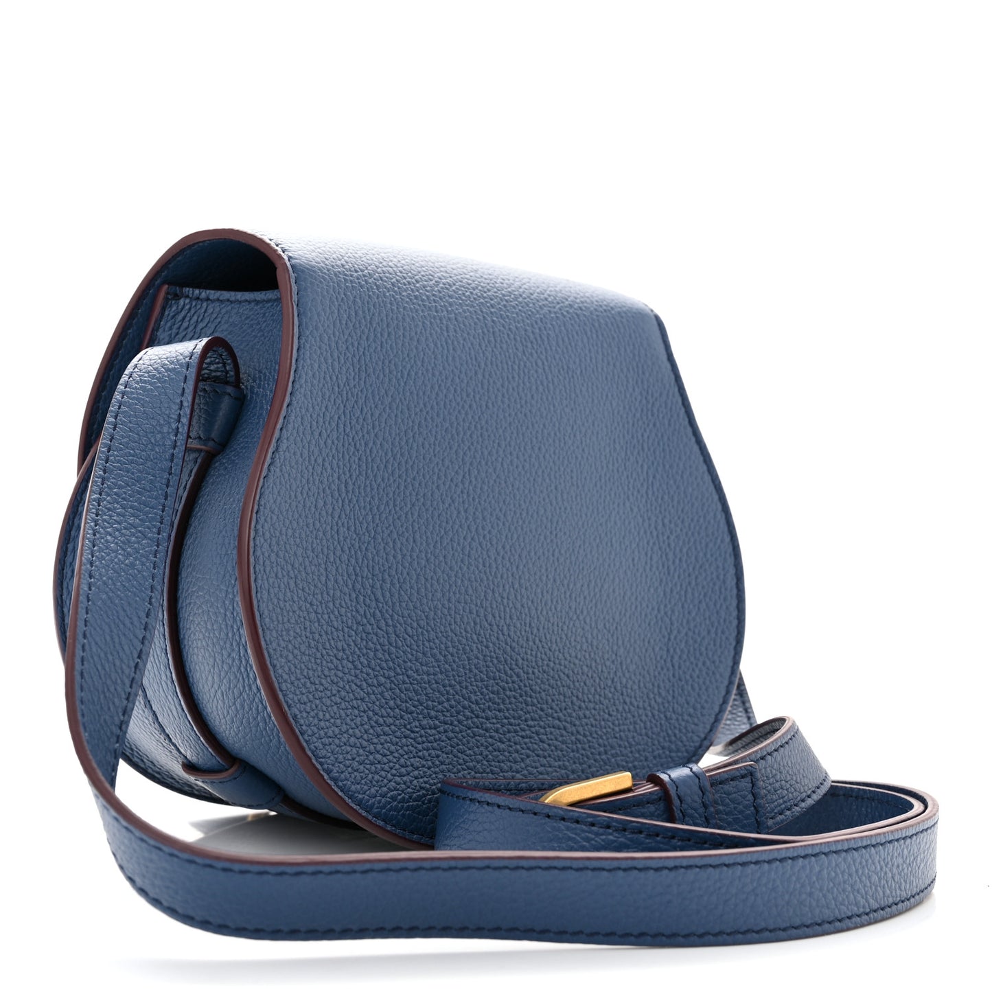 Grained Calfskin Small Marcie Saddle Bag Deep Denim