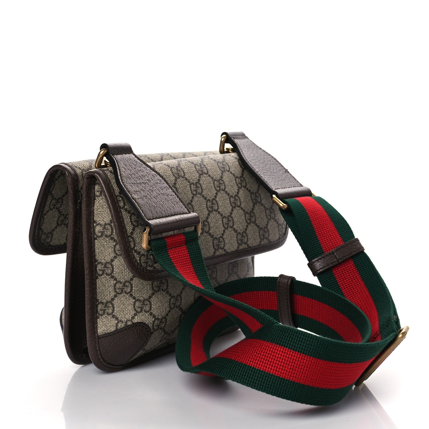 Gucci GG Supreme Monogram Web Small Neo Vintage Double Flap Messenger Bag Beige New Acero 3 of 13