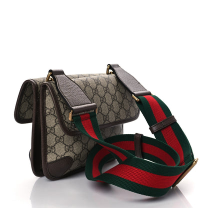 Gucci GG Supreme Monogram Web Small Neo Vintage Double Flap Messenger Bag Beige New Acero 3 of 13