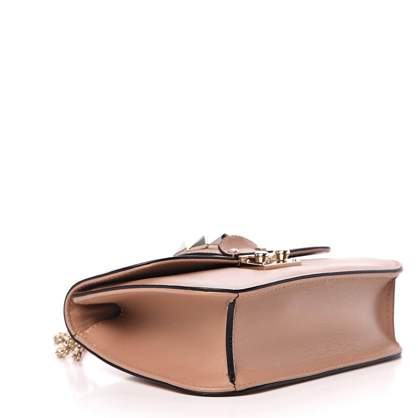 Vitello Small Glam Lock Rockstud Flap Soft Noisette