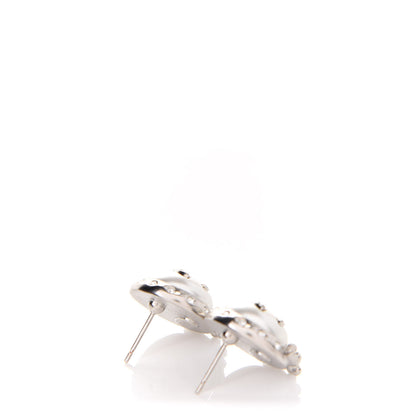 Chanel Pearl Crystal CC Round Earrings Silver 3 of 5