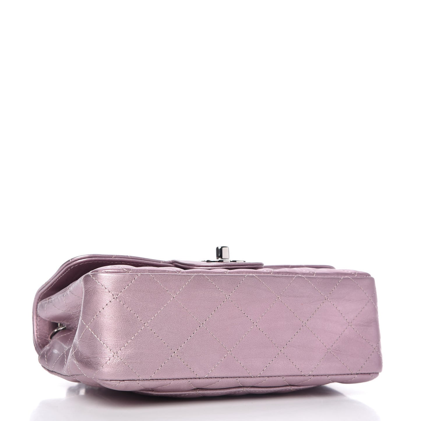 Metallic Calfskin Quilted Mini Rectangular Flap Pink