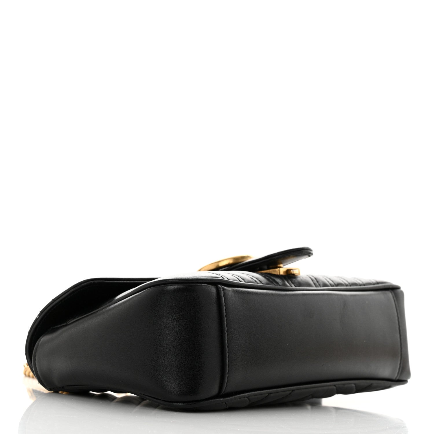 Gucci Calfskin Matelasse Small GG Marmont Shoulder Bag Black 4 of 11