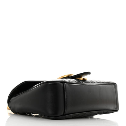 Gucci Calfskin Matelasse Small GG Marmont Shoulder Bag Black 4 of 11