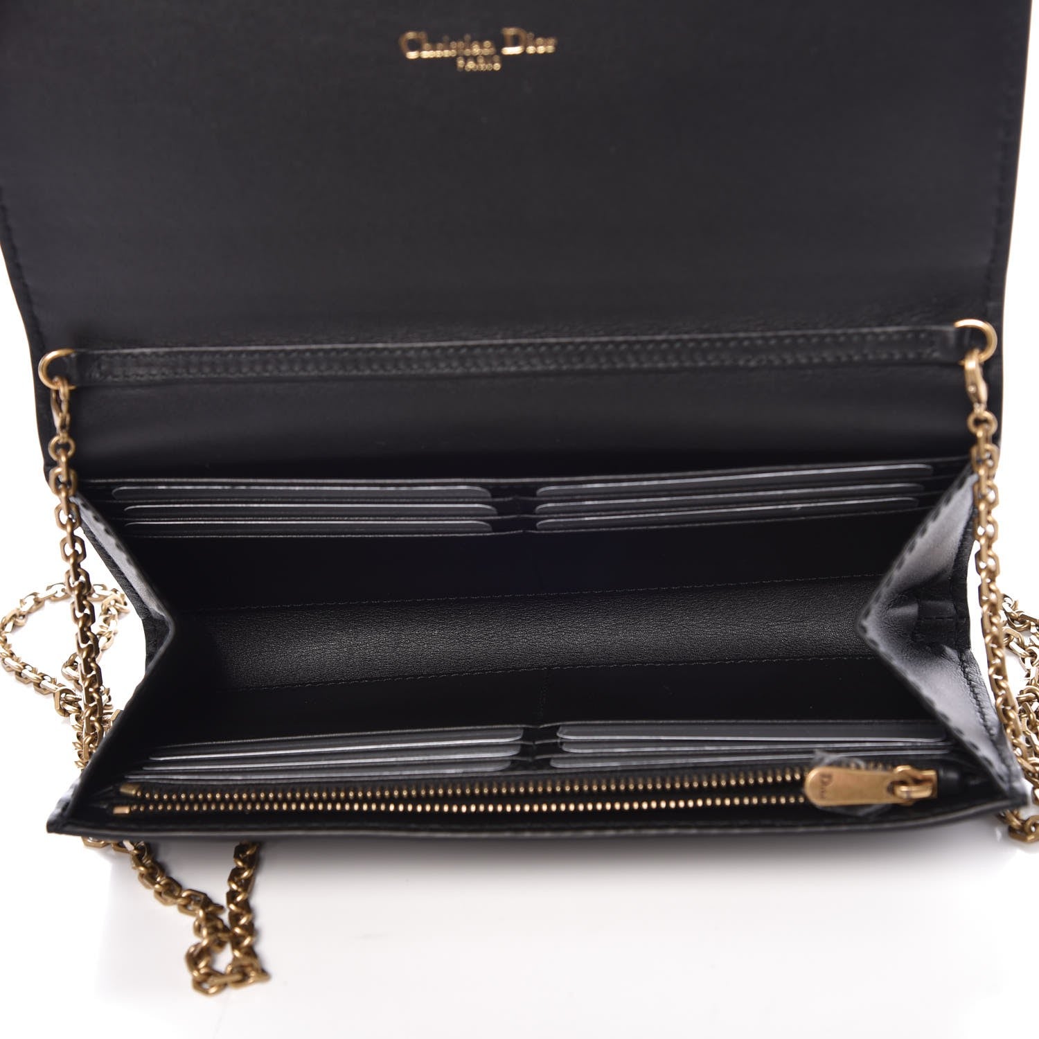 Christian Dior Calfskin D Fence Croisiere Chain Wallet Black 5 of 7