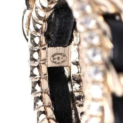 Chanel Metal Crystal Lambskin CC Ring 54 Gold Black 4 of 4