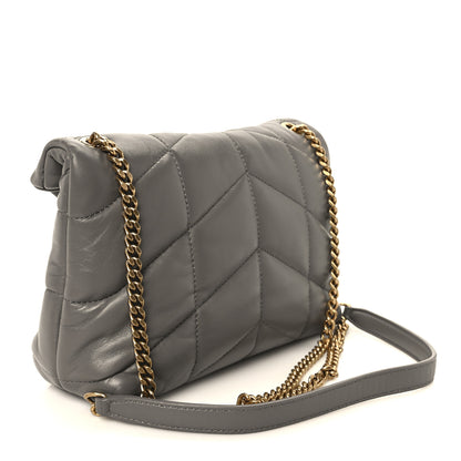 Saint Laurent Lambskin Quilted Toy Loulou Puffer Monogram Chain Satchel Fog 3 of 11
