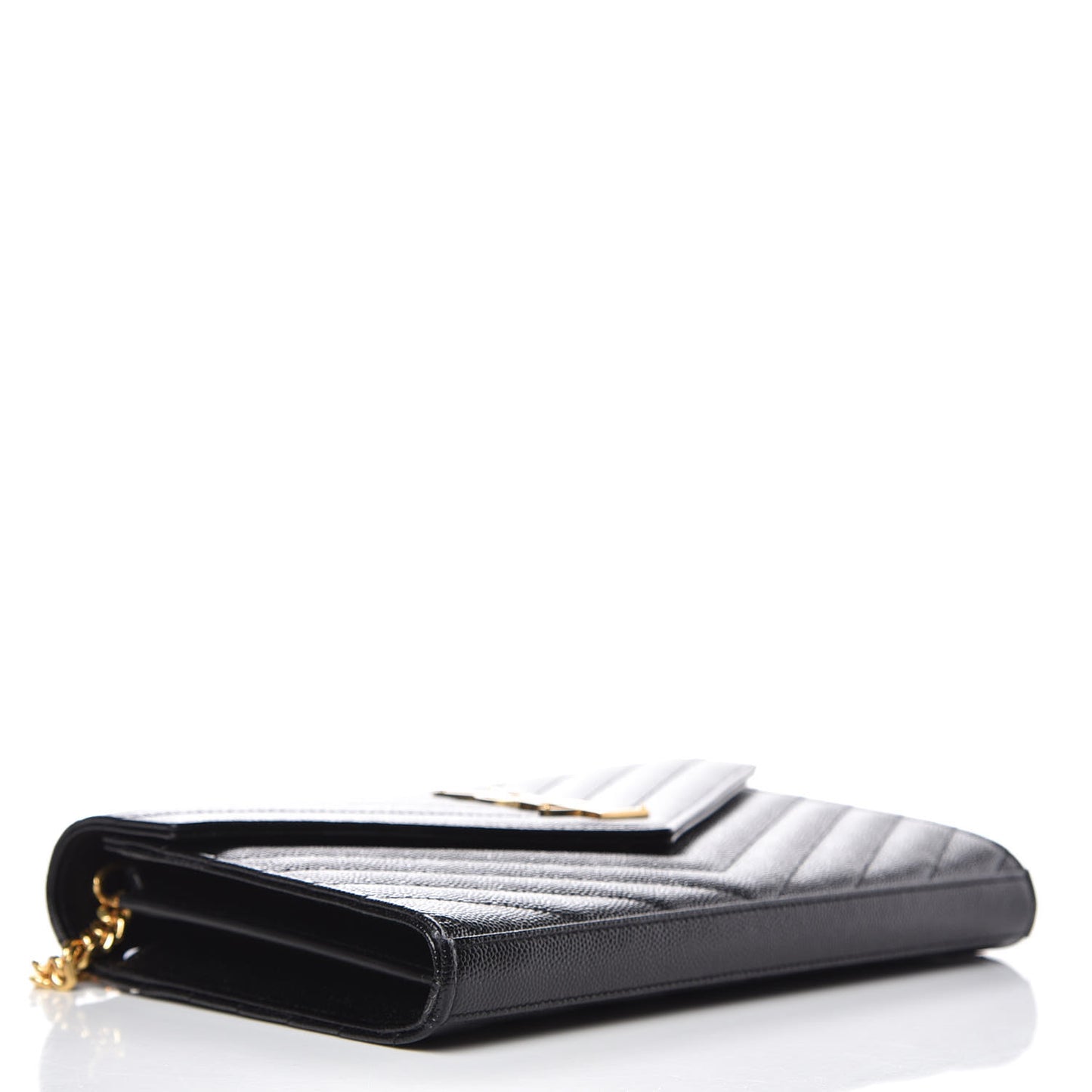 Grain De Poudre Matelasse Chevron Monogram Chain Wallet Black