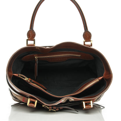 Burberry House Check Bridle Calfskin Medium Lynher Tote Dark Tan 6 of 9