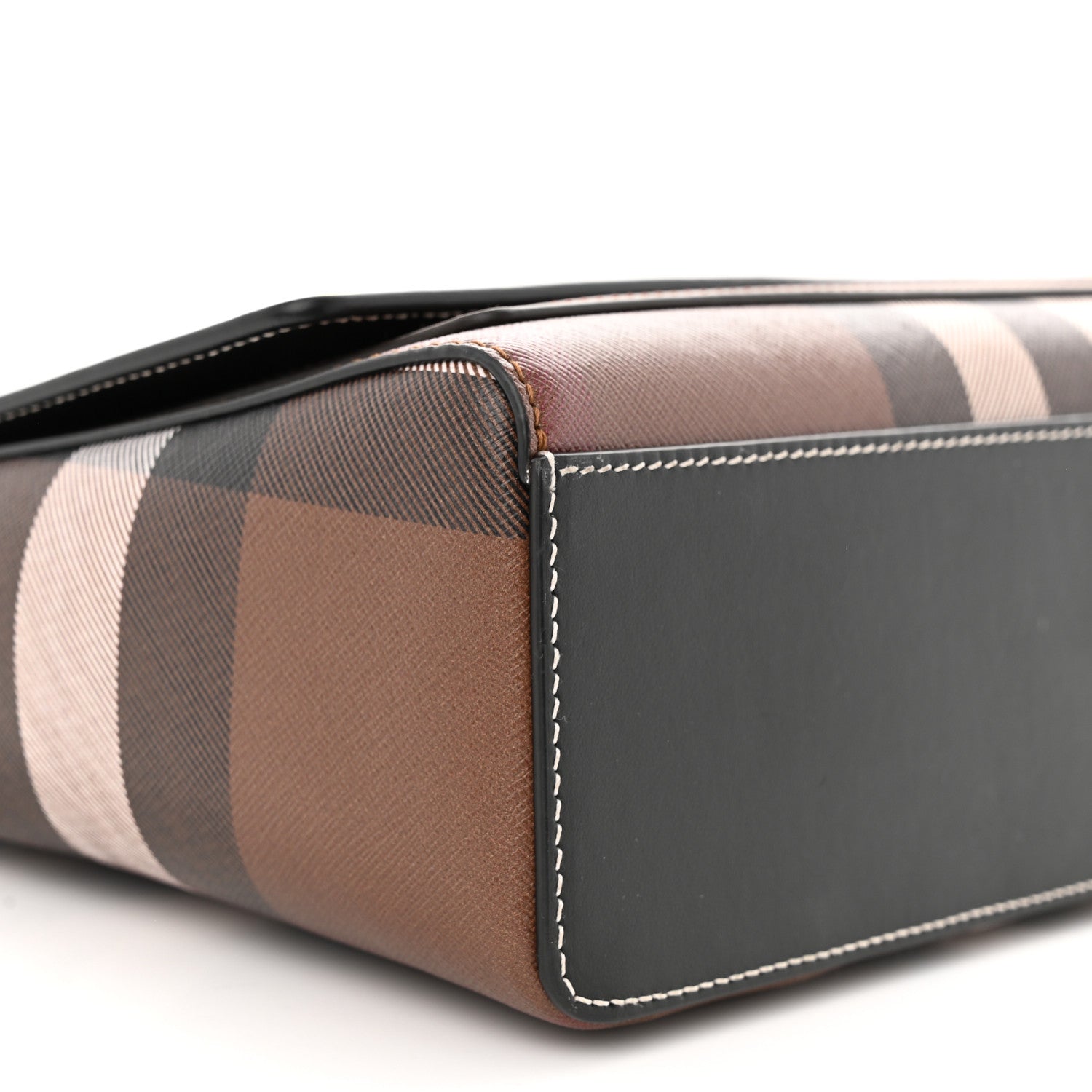 Burberry Calfskin Giant Check E-Canvas Note Crossbody Bag Dark Birch Brown 9 of 10