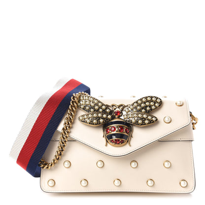 Gucci Nappa Pearl Studded Mini Queen Margaret Broadway Shoulder Bag Mystic White 1 of 10