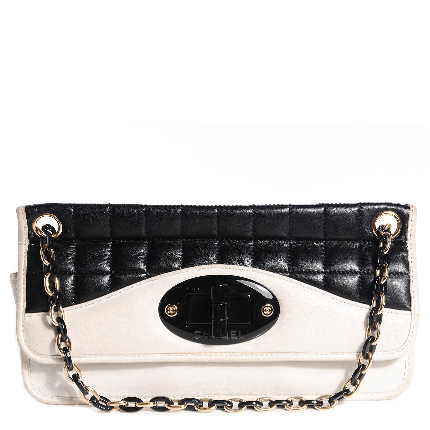 Chanel Lambskin Chocolate Bar Mademoiselle Flap Black White 1 of 8