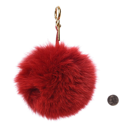 Fendi Fox Fur Shiny Nappa Heart Pom Pom Bag Charm Rosso Rosa 2 of 3