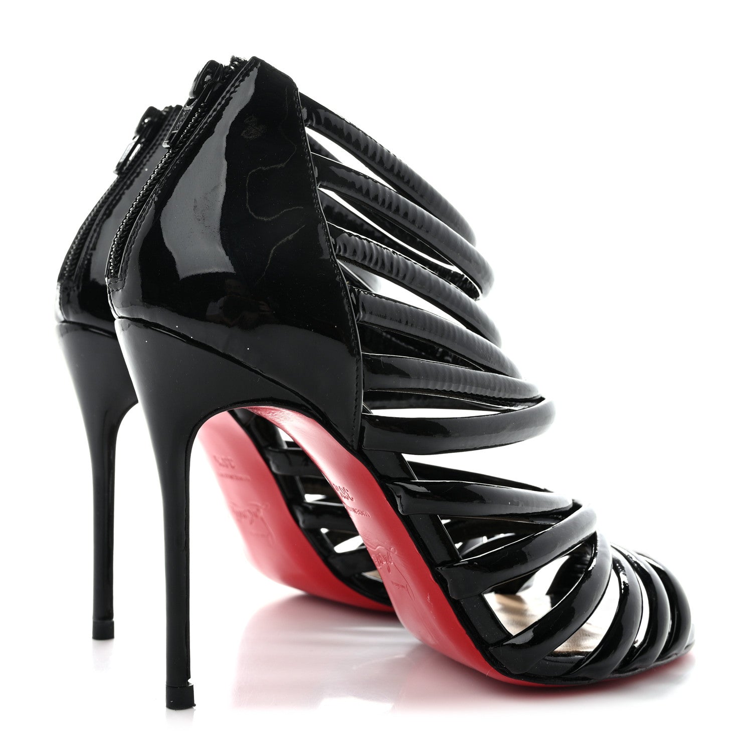 Christian Louboutin Patent Calfskin Macala 100 Cage Sandals 36.5 Black 4 of 10