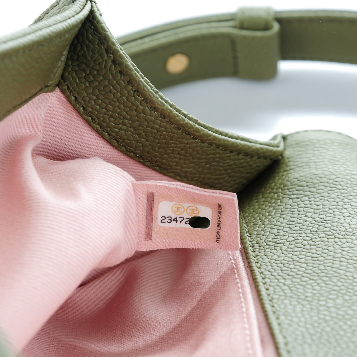 Caviar Quilted Medium Boy Flap Khaki