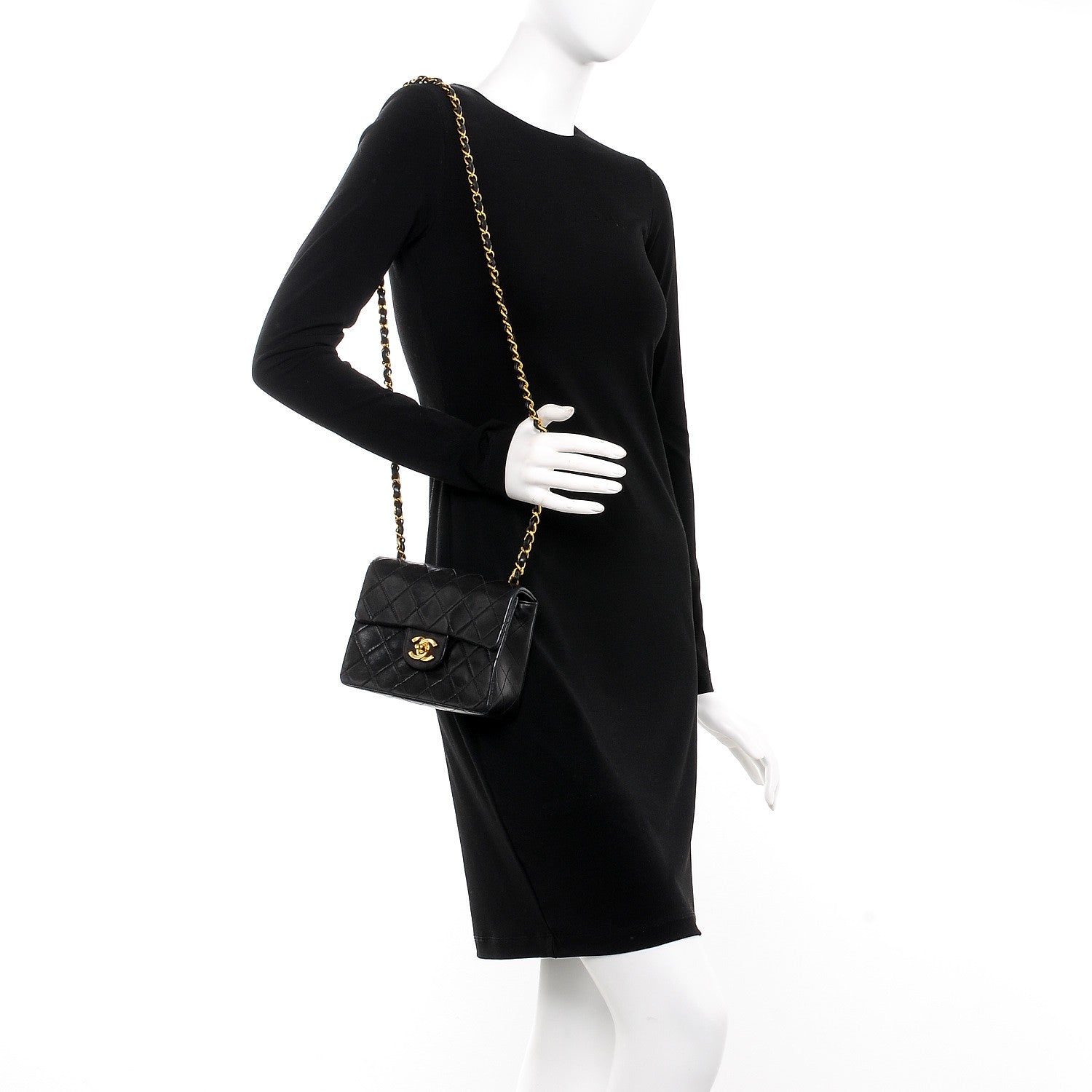 Chanel Lambskin Quilted Mini Square Flap Black 2 of 9