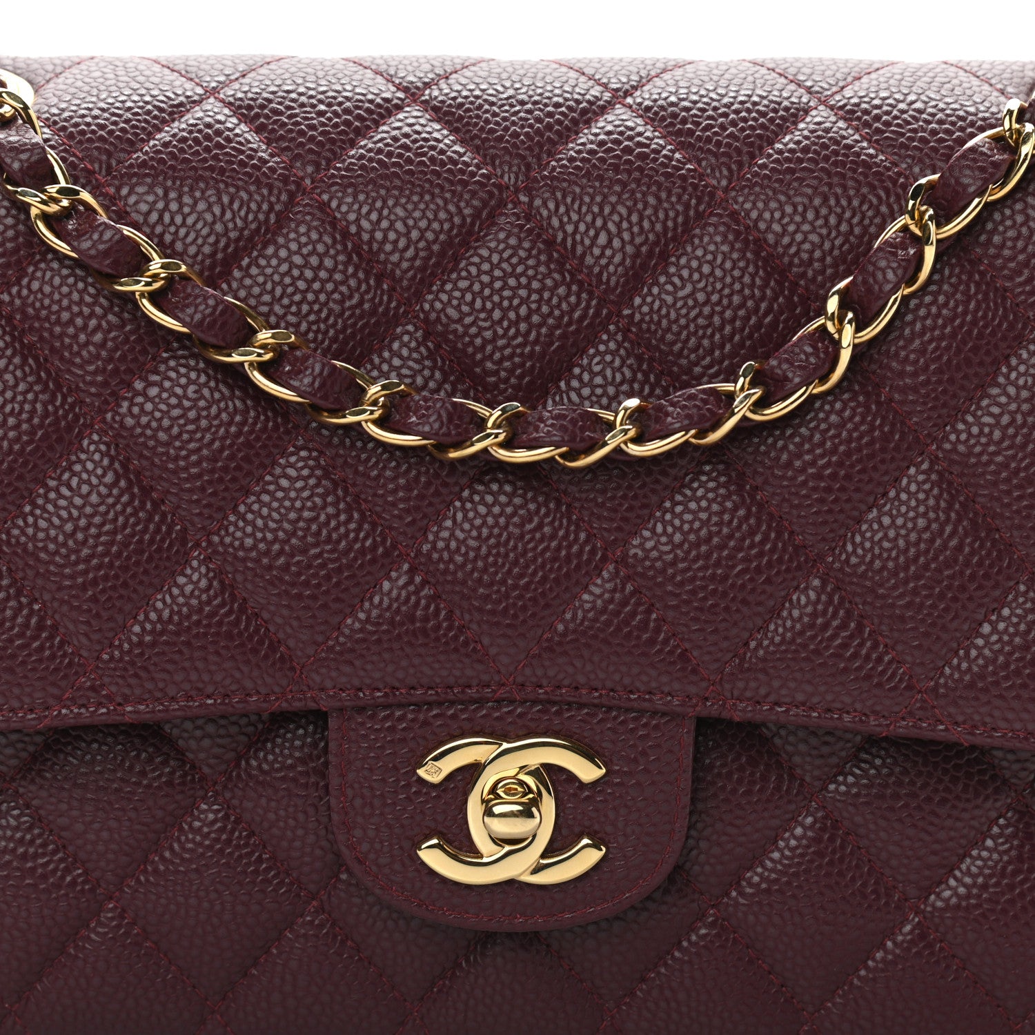 Chanel Caviar Quilted Medium Double Flap Burgundy 7 of 9
