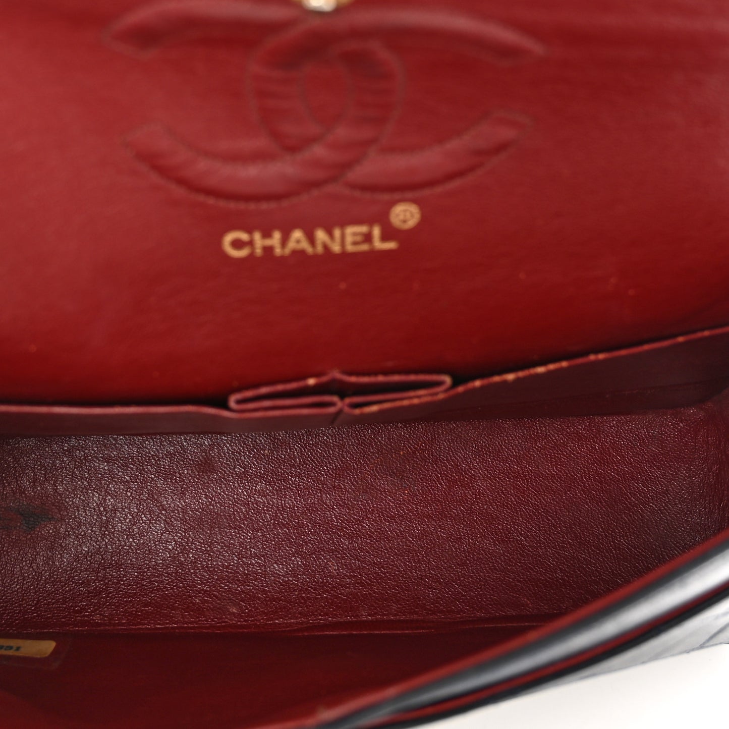 Lambskin Quilted Small Double Flap Navy