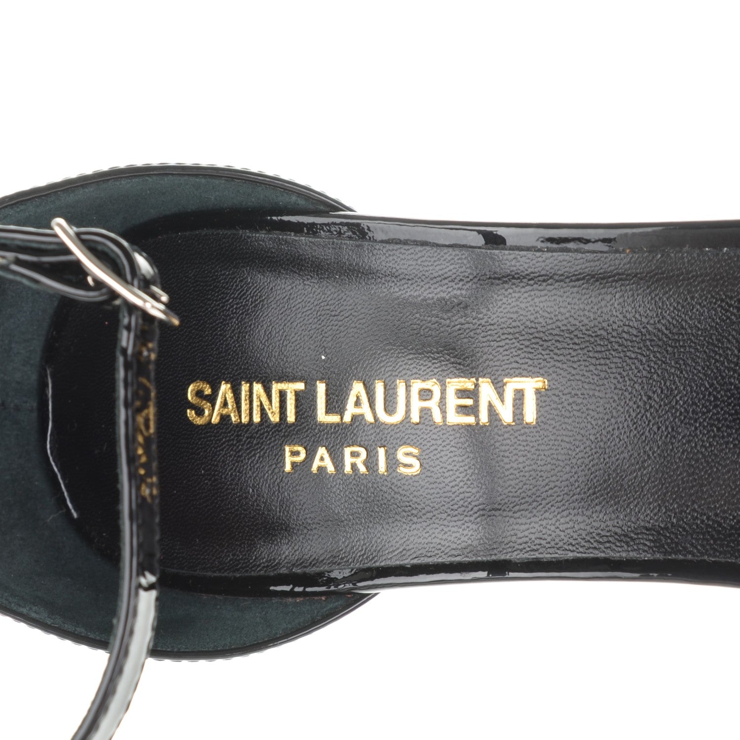 Saint Laurent Patent Calfskin Jane Bow 80 Ankle Strap Sandals 38 Black 7 of 7
