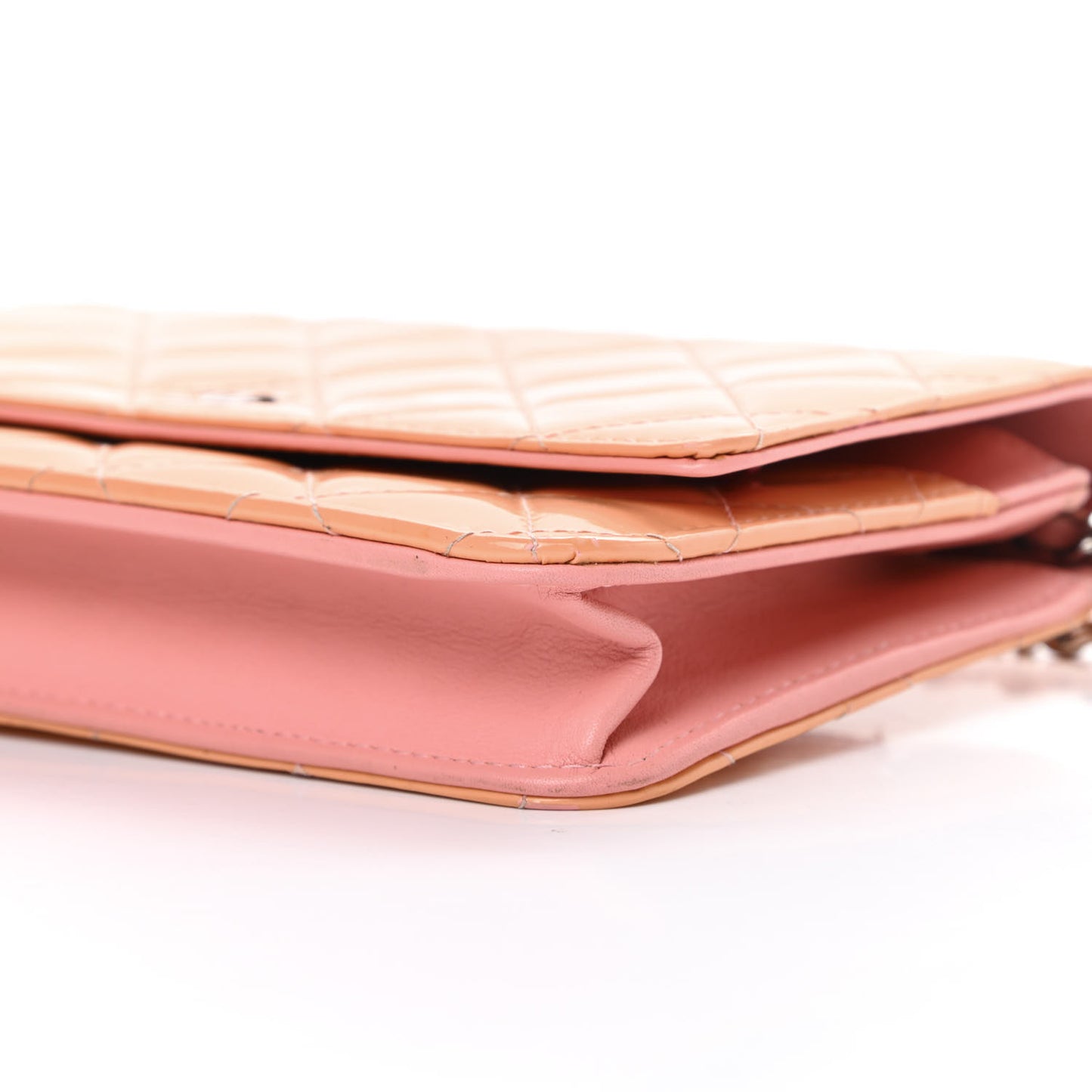 Patent Quilted Wallet On Chain WOC Coral