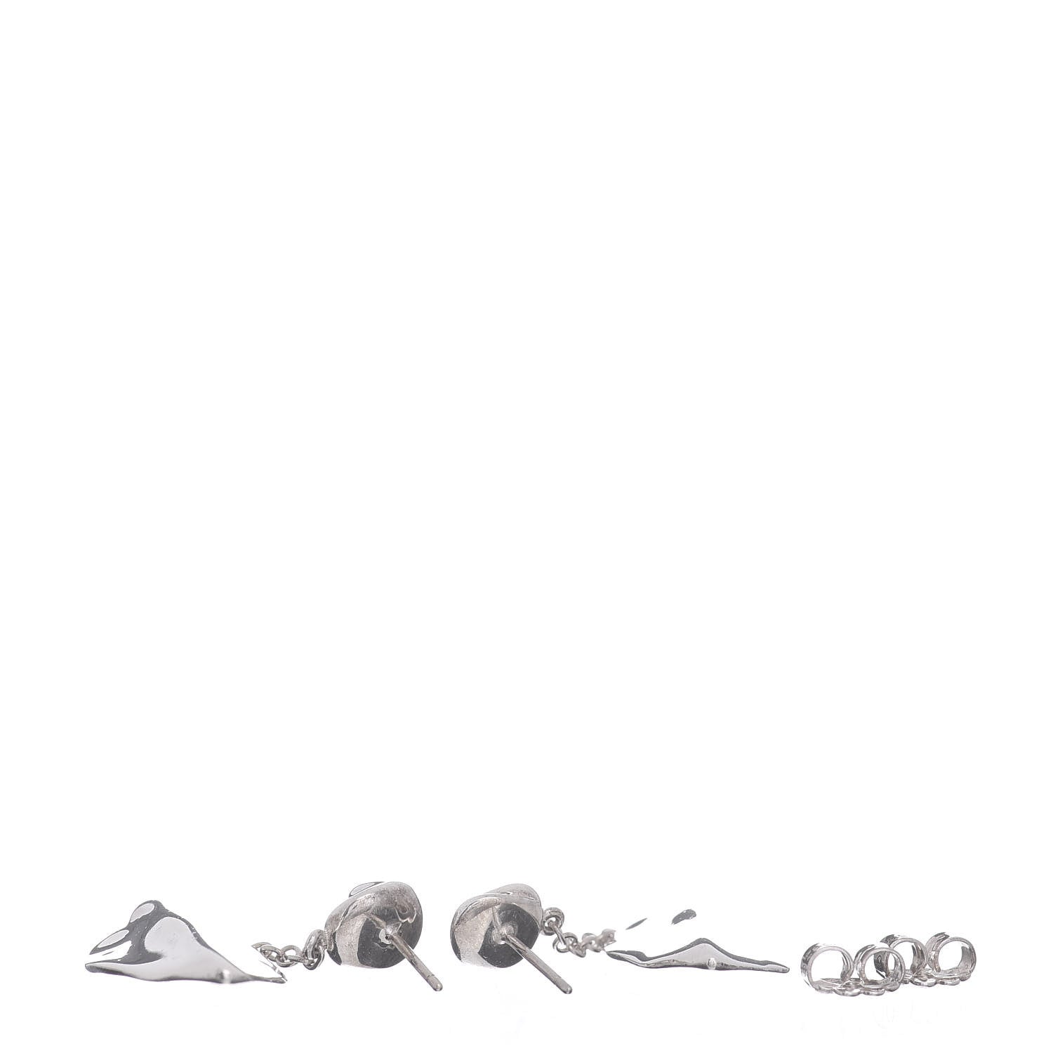 Tiffany Sterling Silver Elsa Peretti Nature Leaf Drop Earrings 3 of 4