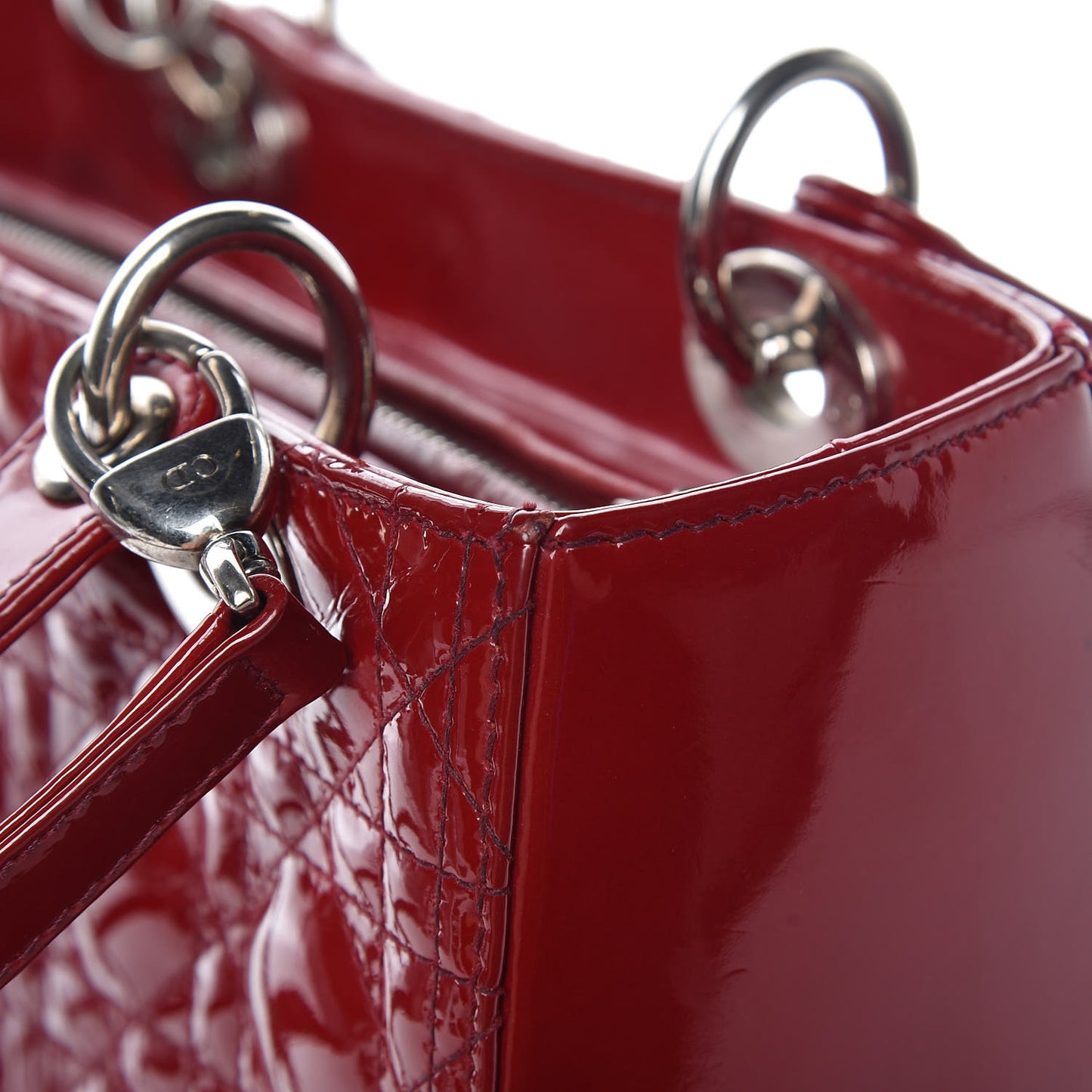 Patent Cannage Medium Lady Dior Red