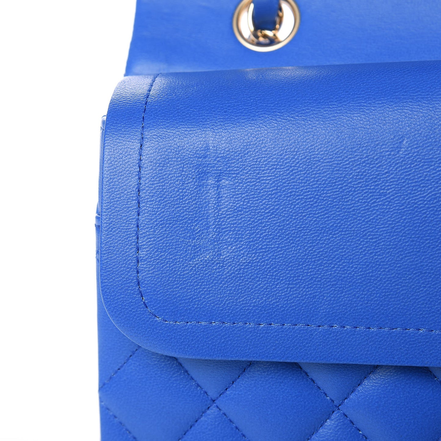 Lambskin Quilted Medium Double Flap Blue