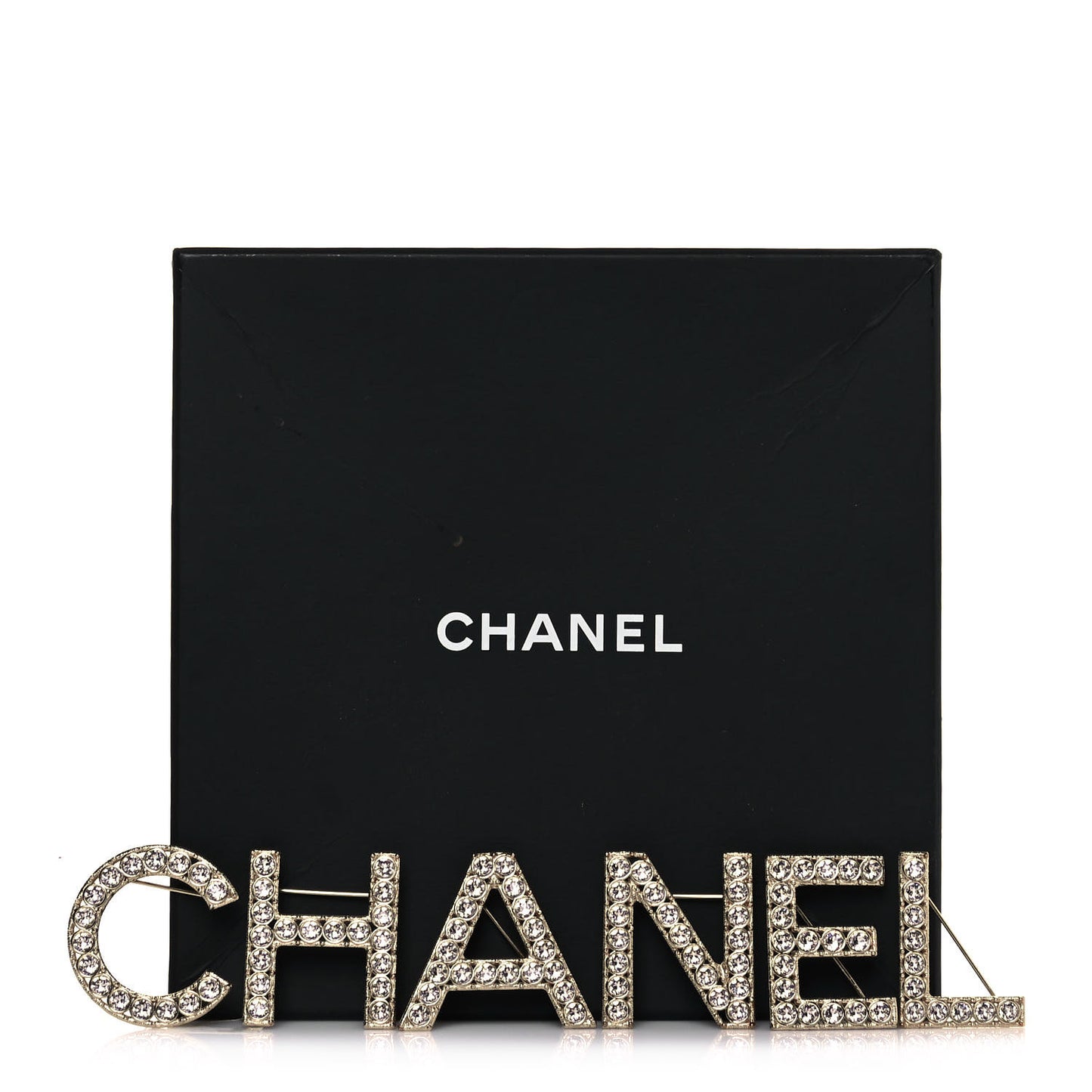 Crystal Cha-Nel Logo Brooch Set Gold