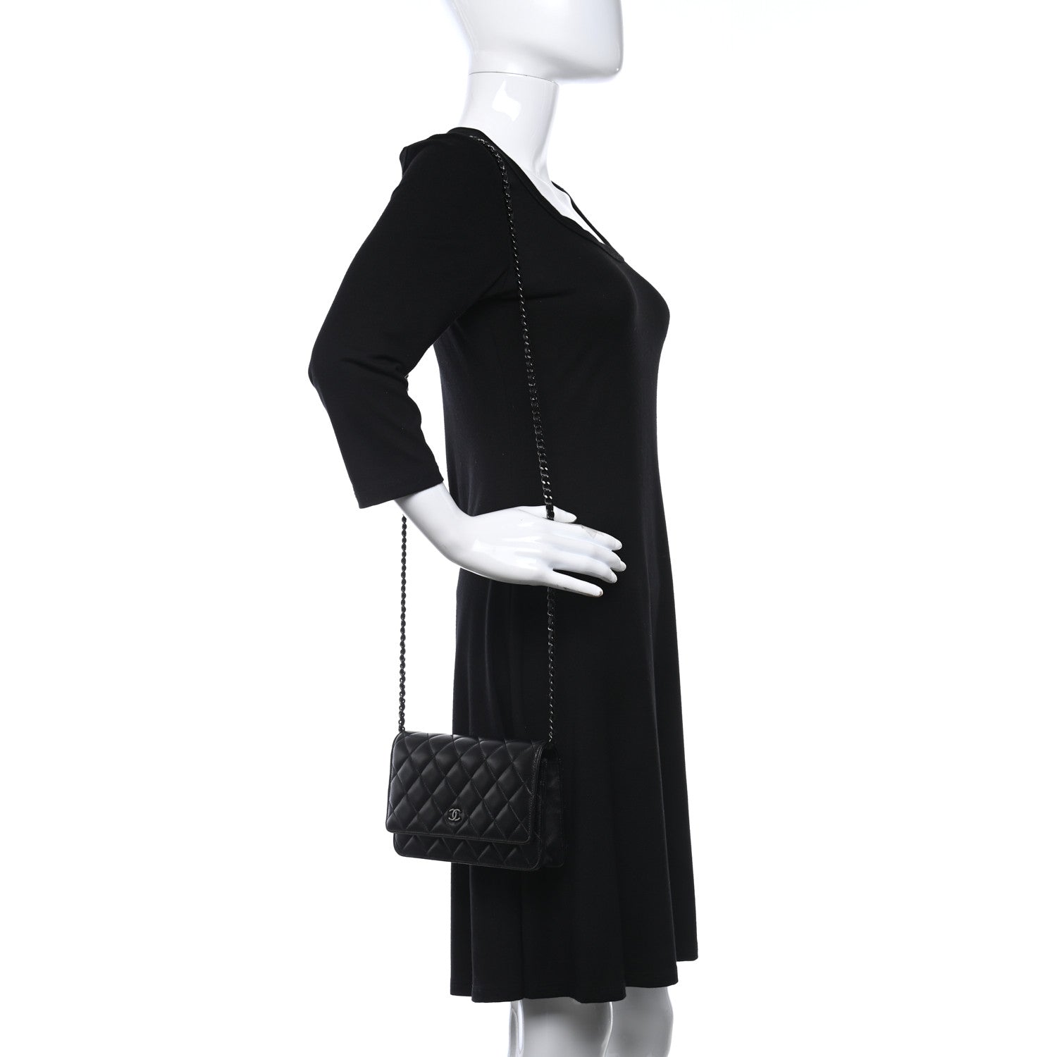 Chanel Lambskin Quilted Wallet On Chain WOC So Black 2 of 14