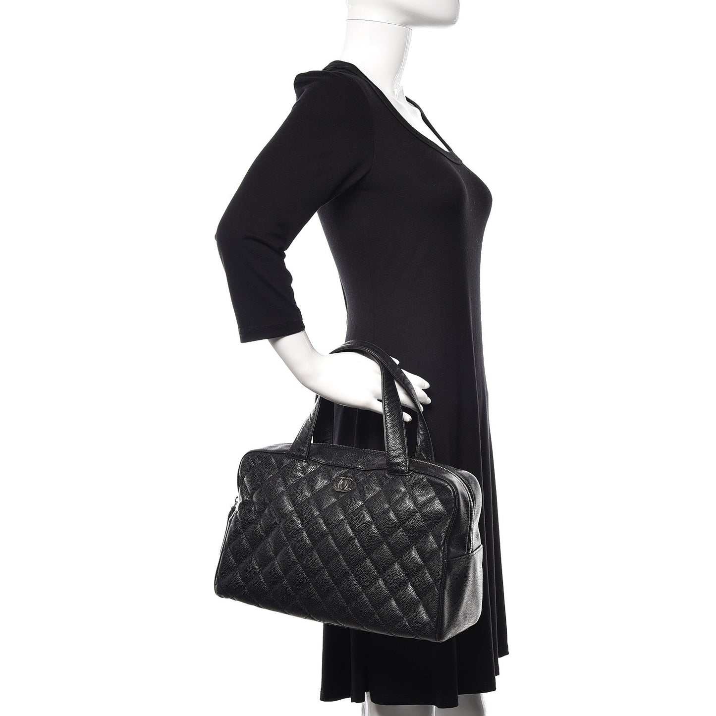Caviar Quilted Bowler Black