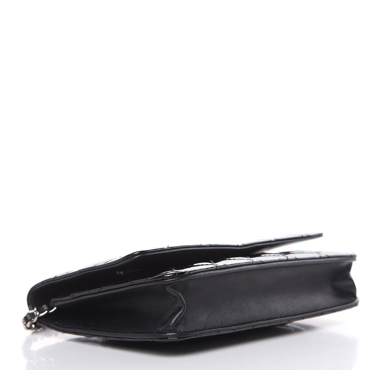 Patent Quilted Wallet On Chain WOC Black