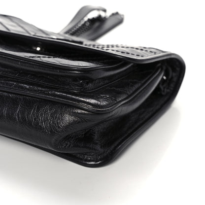 Saint Laurent Crinkled Calfskin Matelasse Monogram Baby Niki Chain Satchel Black 6 of 13