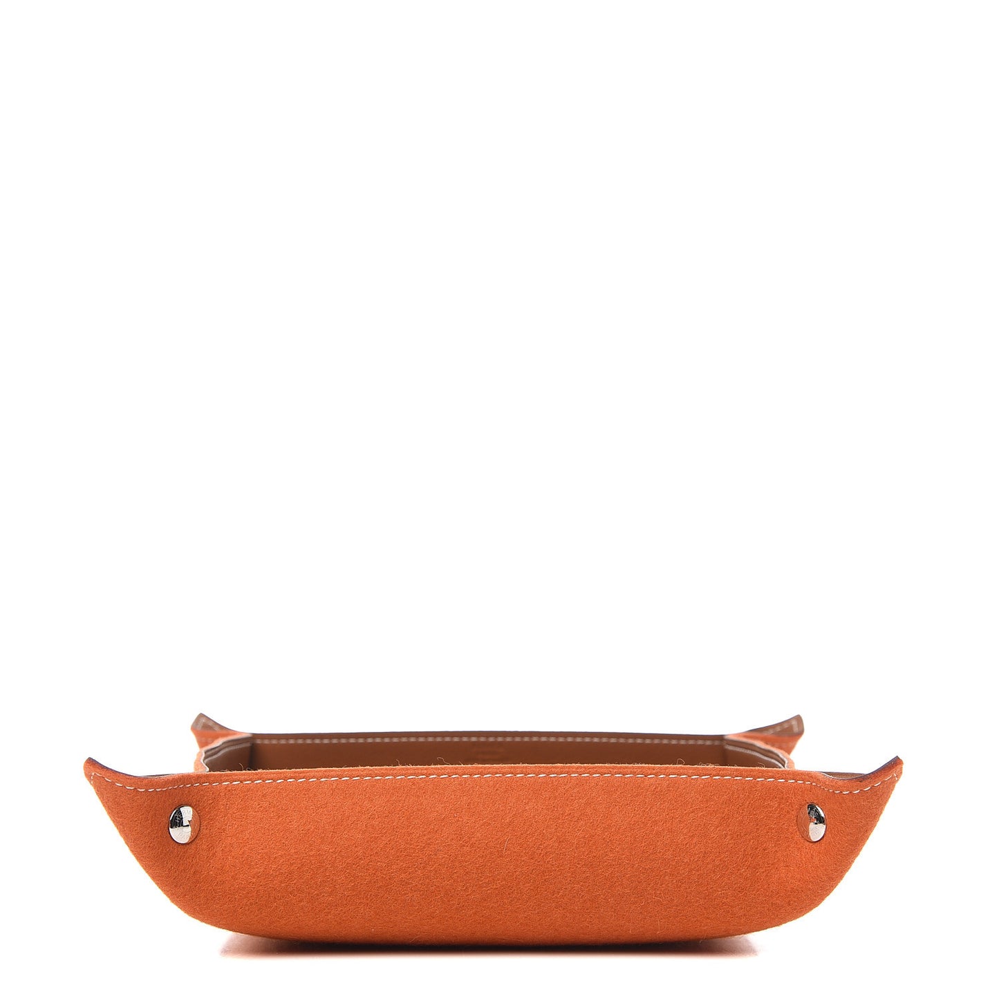 Taurillon Clemence Felt Bridge Mises et Relances Change Tray Orange Fauve