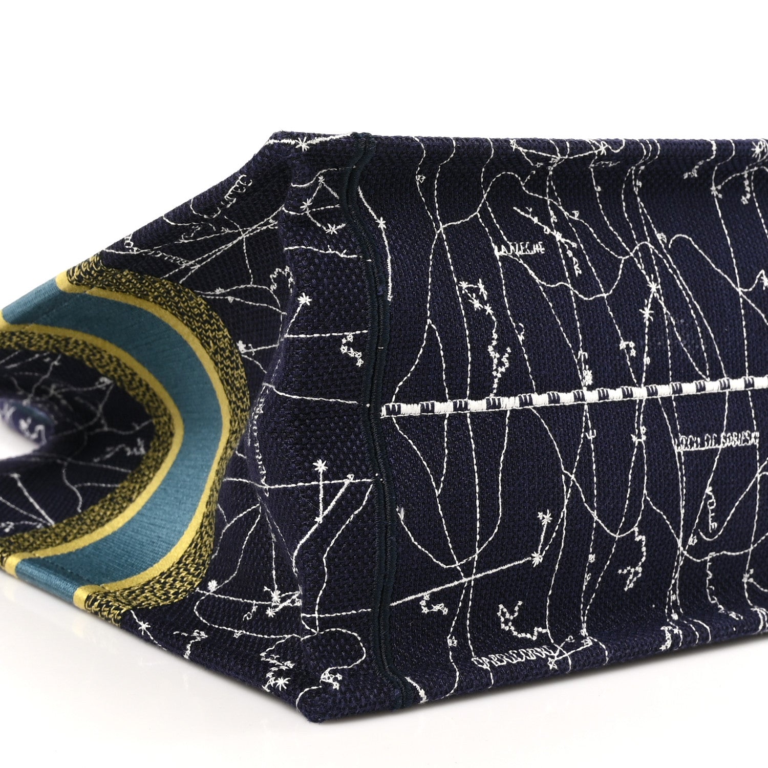 Christian Dior Canvas Embroidered Medium Zodiac Book Tote Blue Multicolor 9 of 10
