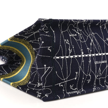 Christian Dior Canvas Embroidered Medium Zodiac Book Tote Blue Multicolor 9 of 10