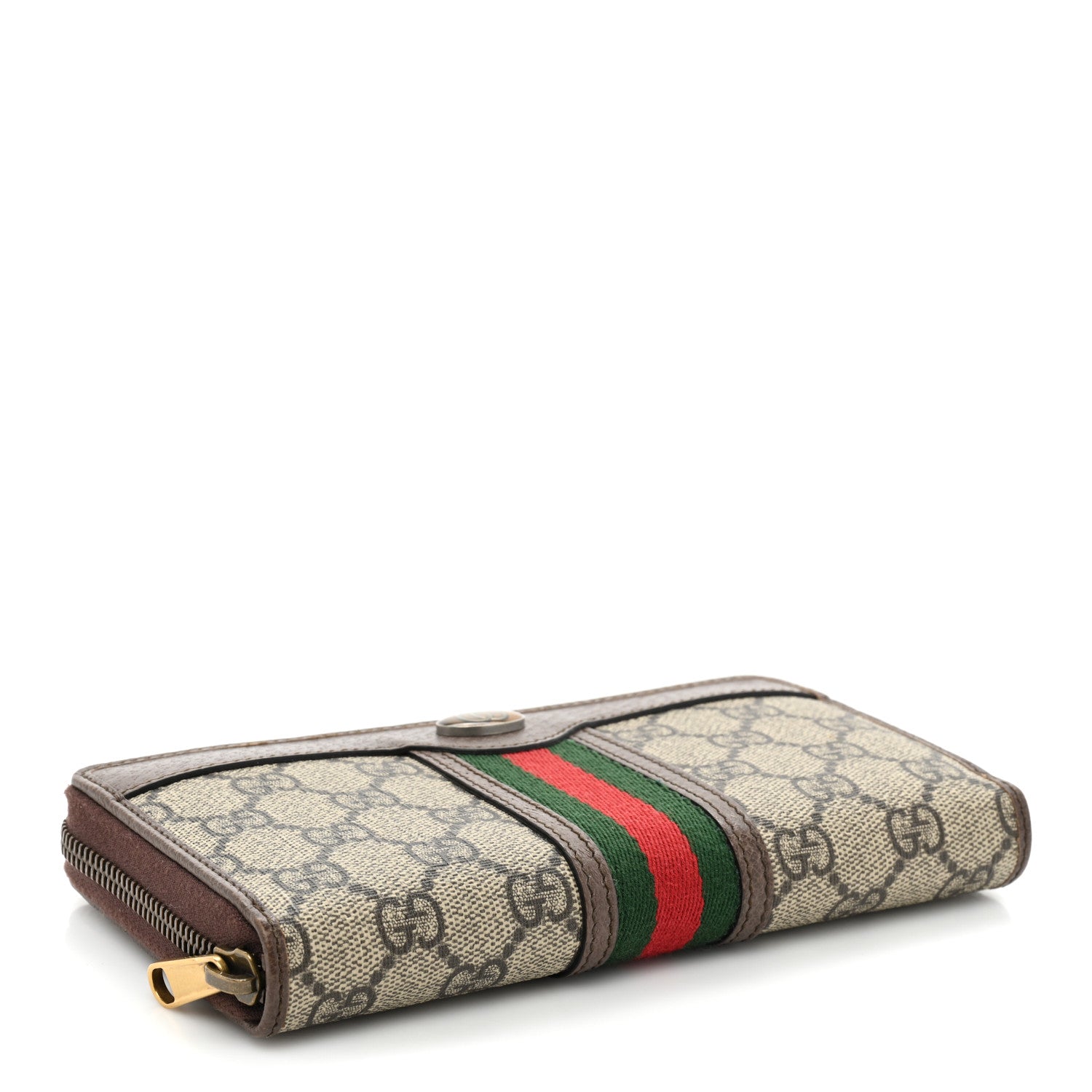 Gucci GG Supreme Monogram Web Ophidia Zip Around Wallet Brown 4 of 14