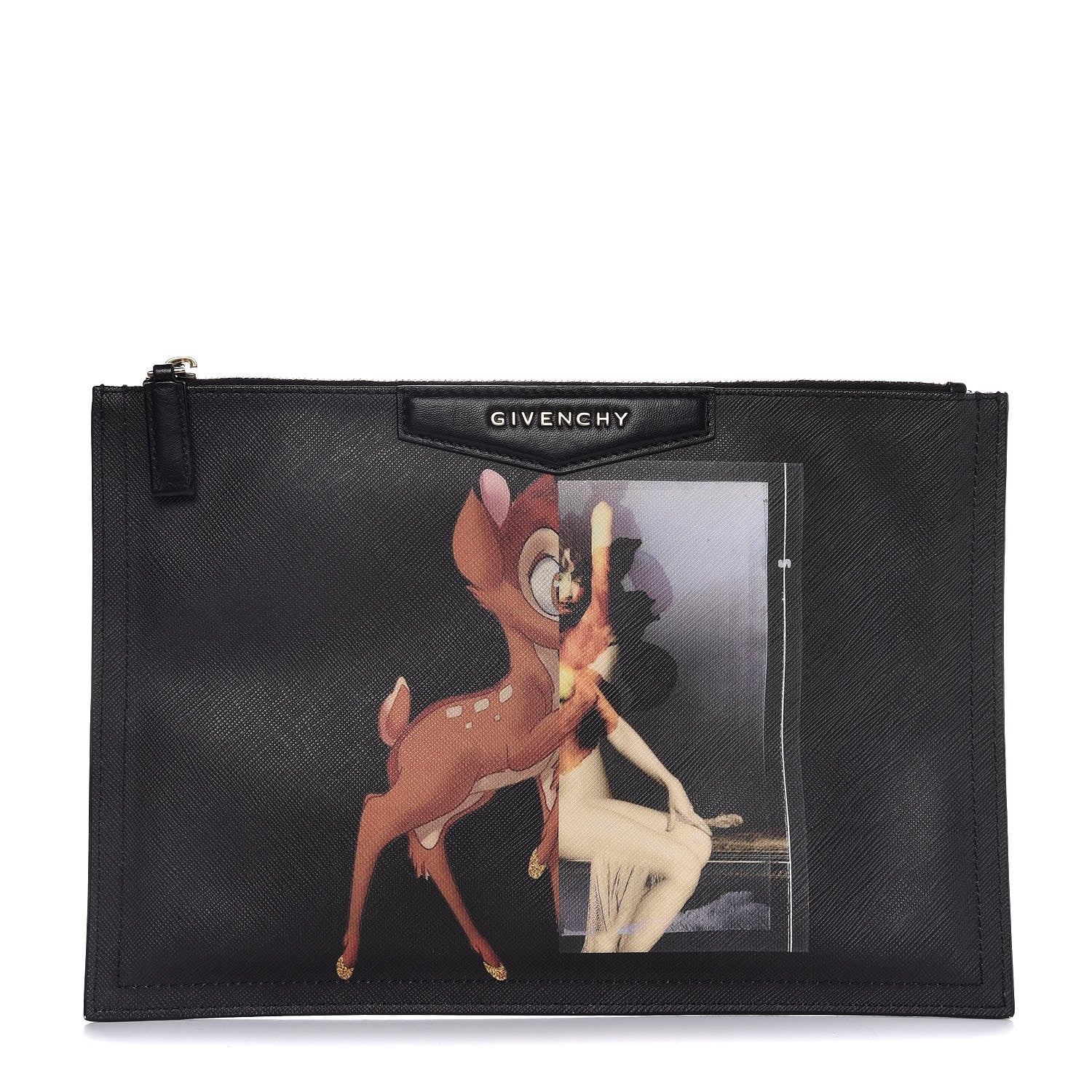 Givenchy Textured Coated Canvas Bambi Print Medium Cosmetic Pouch Black 1 of 7