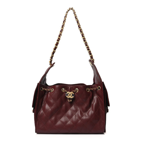 Caviar Quilted Small Chanel 25 Handbag Burgundy
