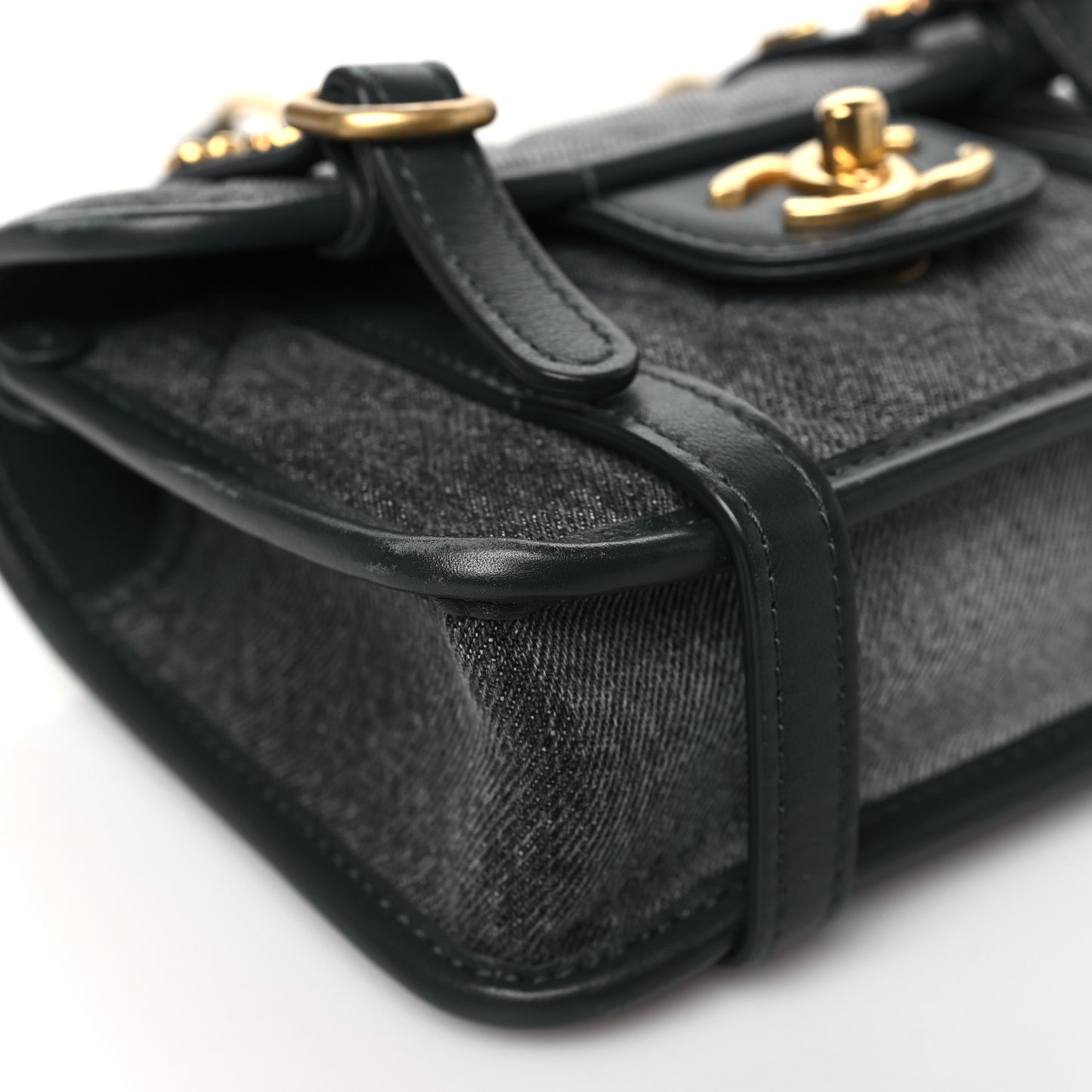 Denim Quilted Mini Flap Grey