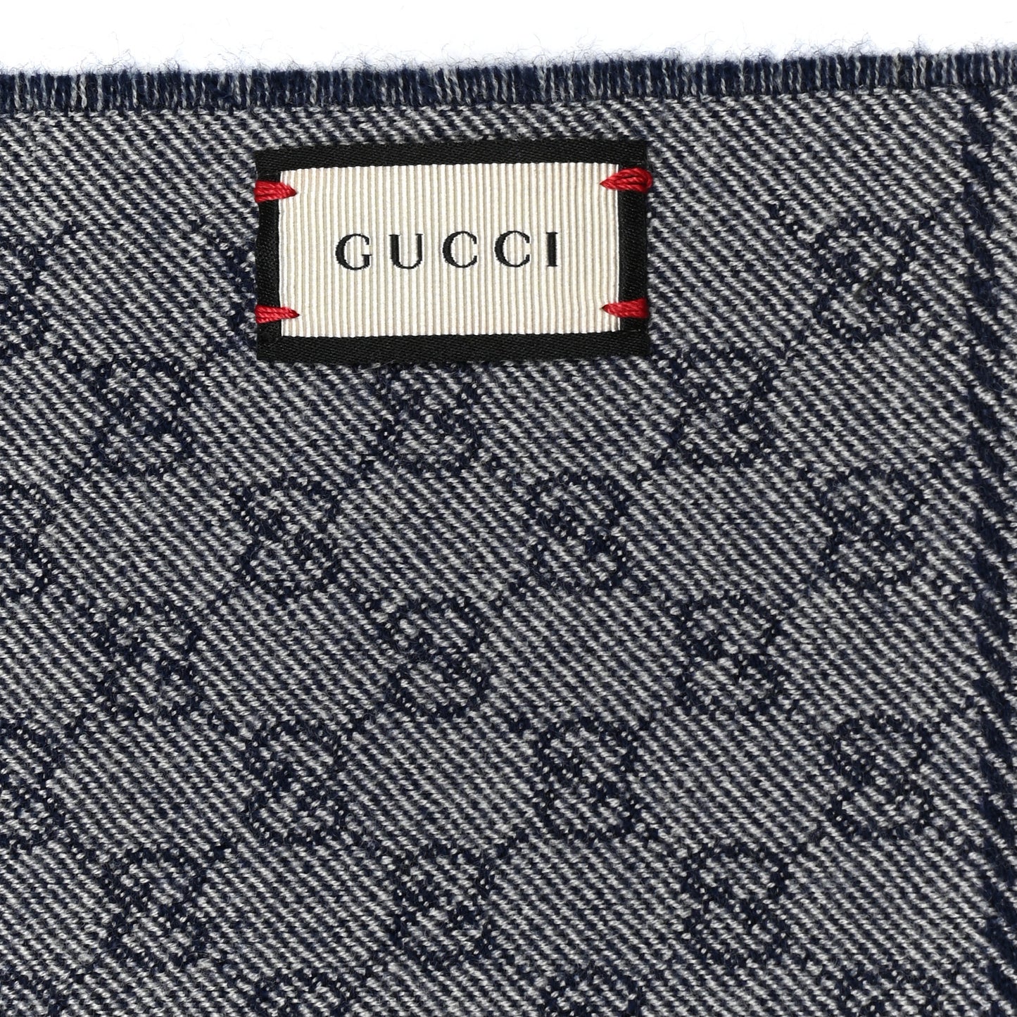 Wool Jacquard GG Monogram Miniorophin Scarf Midnight Blue Sky Blue