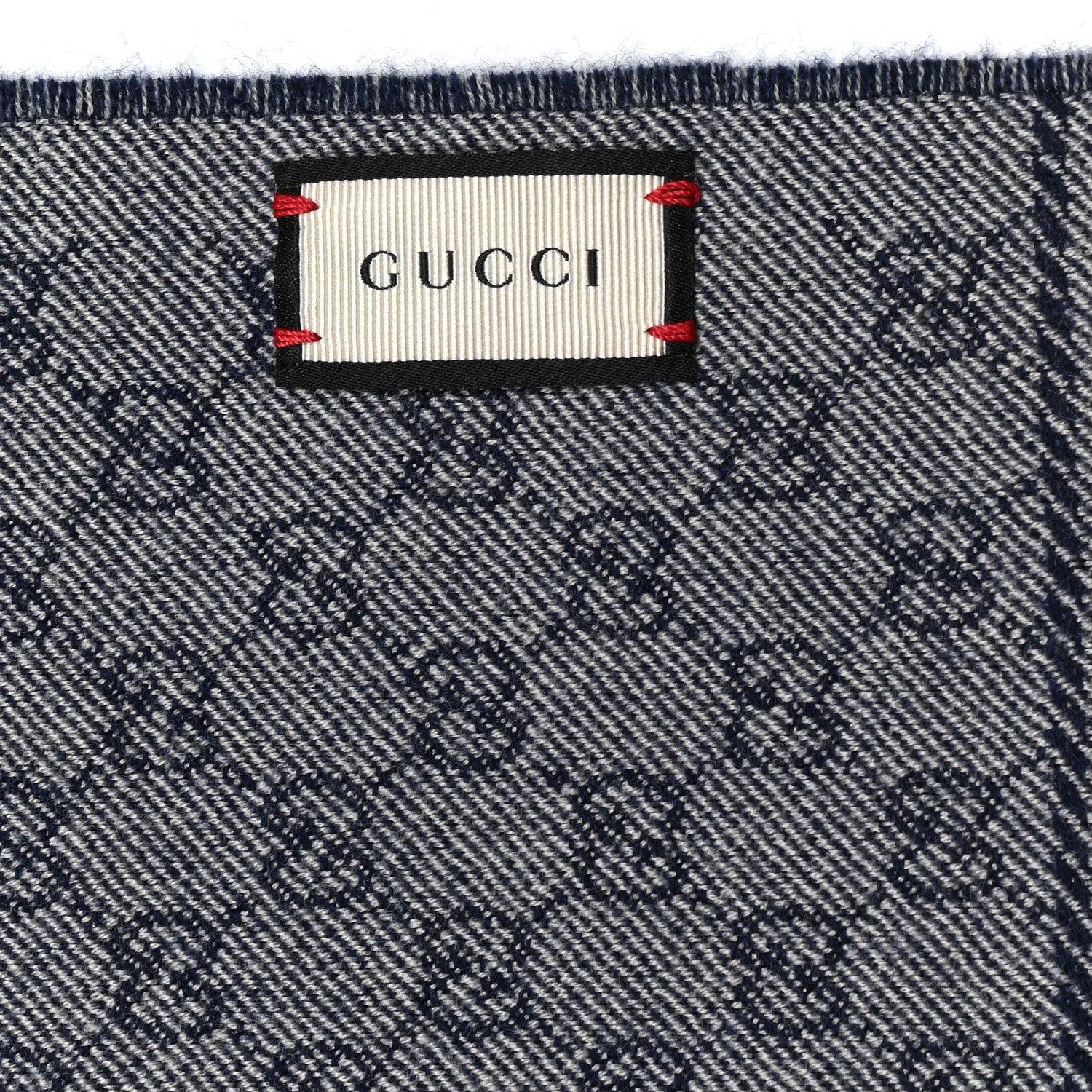 Gucci Wool Jacquard GG Monogram Miniorophin Scarf Midnight Blue Sky Blue 5 of 5