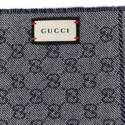 Gucci Wool Jacquard GG Monogram Miniorophin Scarf Midnight Blue Sky Blue 5 of 5