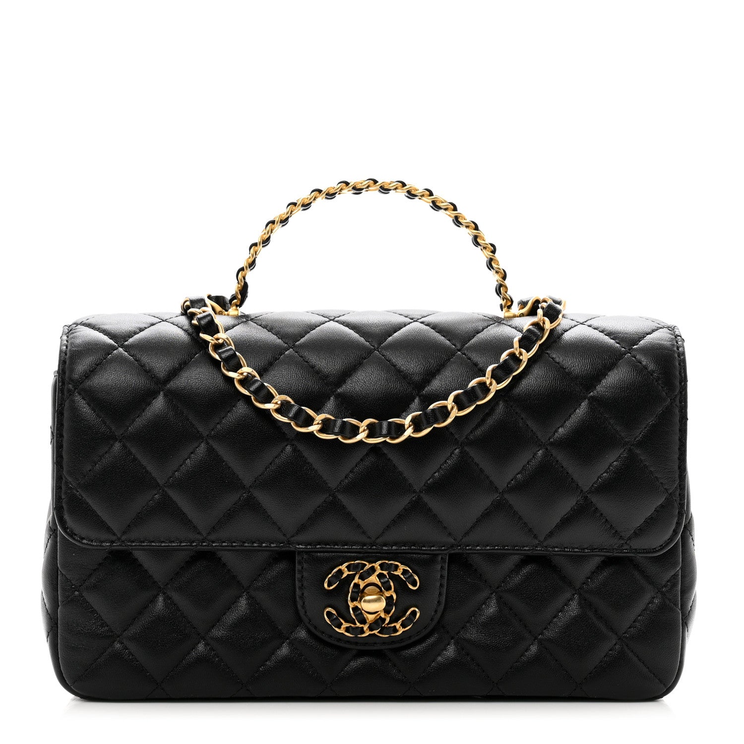 Chanel Lambskin Quilted Small Strass On Top Flap Bag Black 1 of 11
