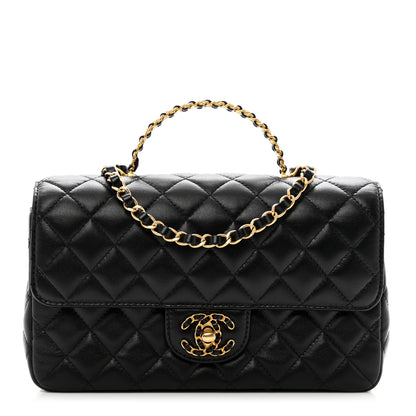 Chanel Lambskin Quilted Small Strass On Top Flap Bag Black 1 of 11