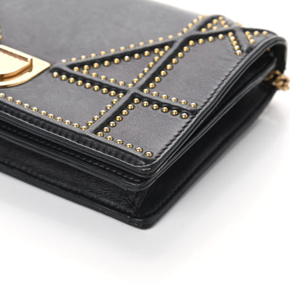Christian Dior Calfskin Studded Diorama Wallet on Chain Pouch Black 10 of 10