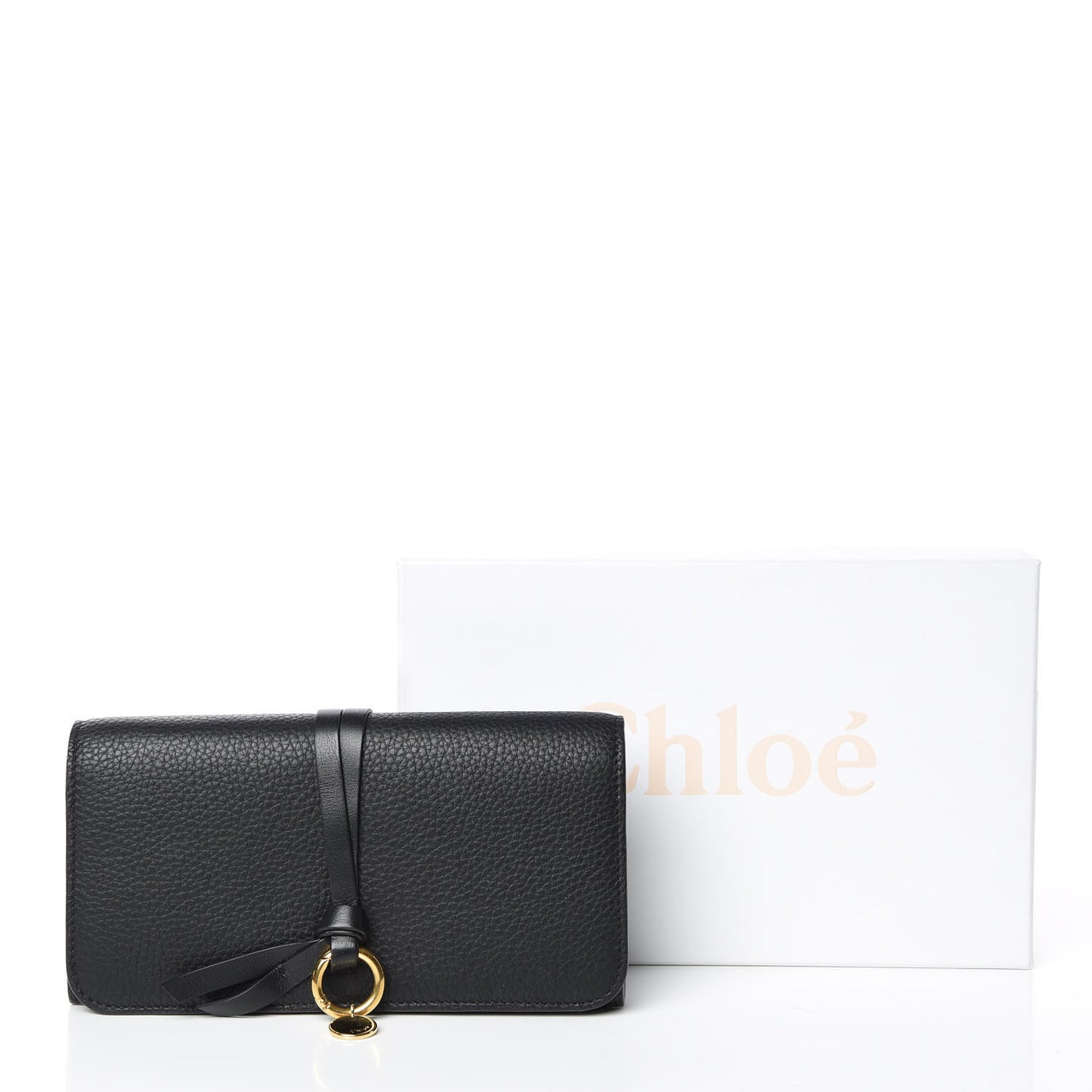 Calfskin Alphabet Long Wallet Black