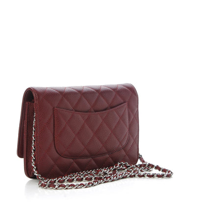 Chanel Caviar Quilted Wallet on Chain WOC Burgundy 3 of 8