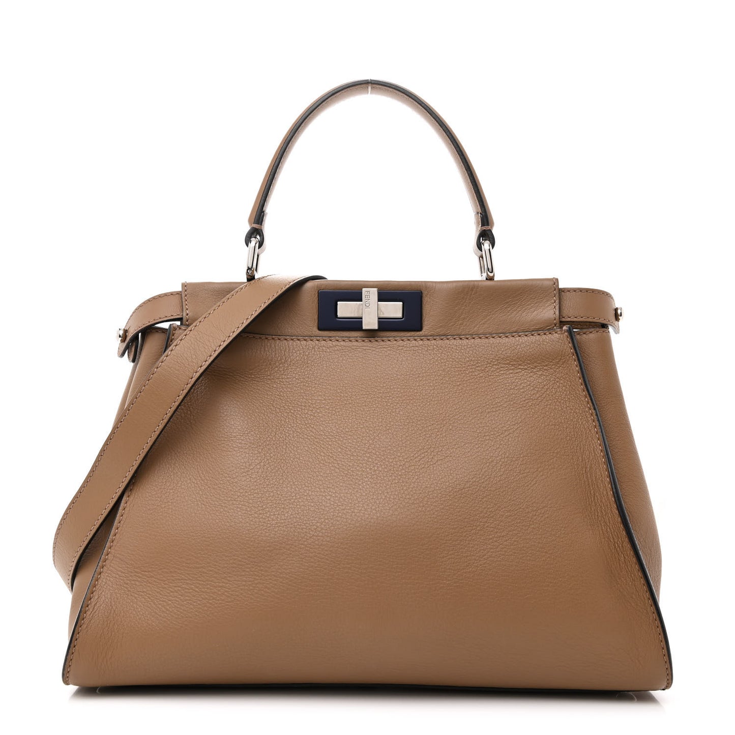 Vitello Seta Shiny Nappa Medium Peekaboo Iconic Satchel Cuoio Ardesia