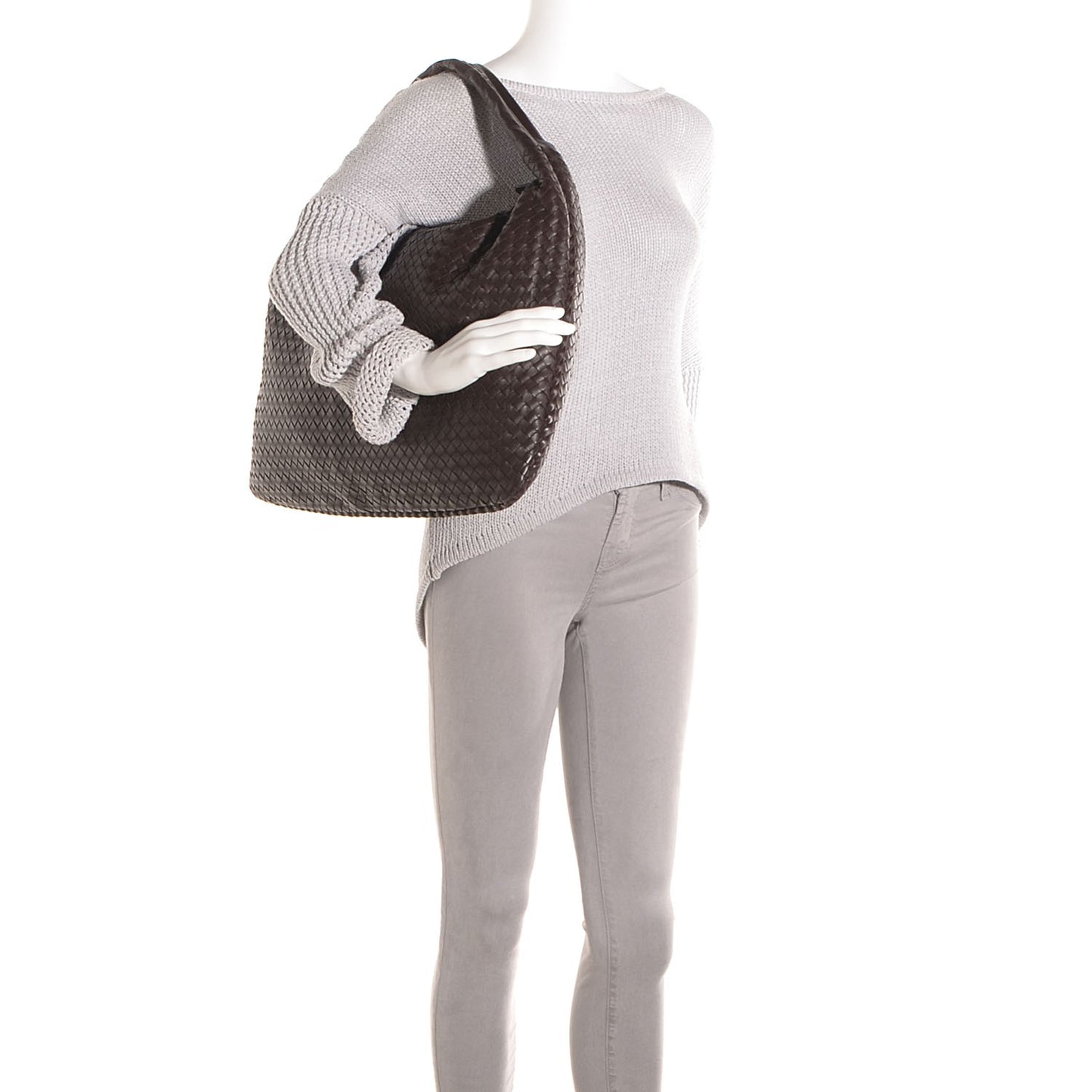 Nappa Intrecciato Maxi Veneta Hobo Ebano
